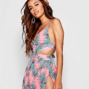 TROPICAL LEAF CUT OUT MAXI DRESS sz Small